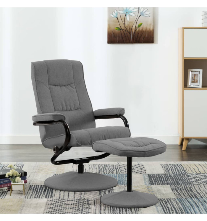Fauteuil inclinable avec repose-pieds gris clair tissu | Mobilier & Déco