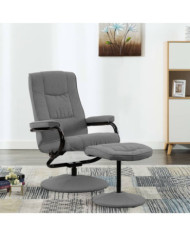 Fauteuil inclinable avec repose-pieds gris clair tissu | Mobilier & Déco