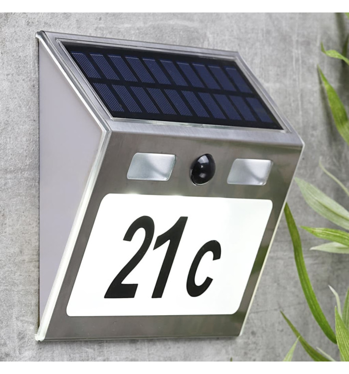 HI Numéro de maison éclairé solaire à LED Argenté | Mobilier & Déco