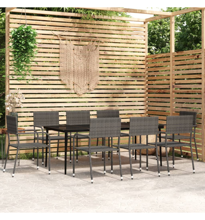 Ensemble à manger de jardin 9 pcs Gris | Mobilier & Déco