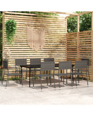 Ensemble à manger de jardin 9 pcs Gris | Mobilier & Déco