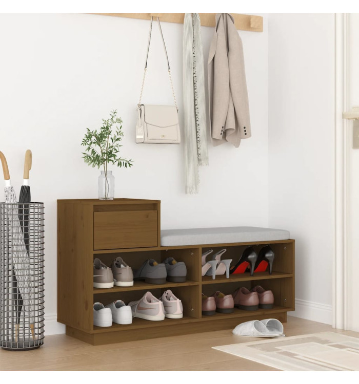 Armoire à chaussures Marron miel 110x34x61cm Bois de pin massif | Mobilier & Déco