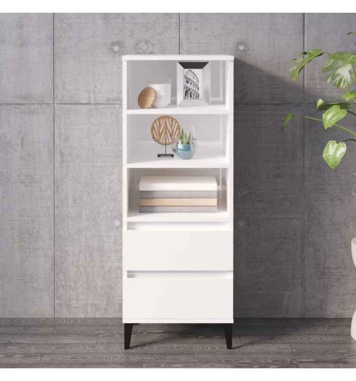 Buffet haut Blanc brillant 40x36x110 cm Bois d'ingénierie | Mobilier & Déco