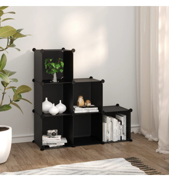 Cubes de rangement 6 pcs Noir PP | Mobilier & Déco