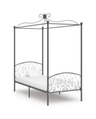 Cadre de lit à baldaquin sans matelas gris métal 100x200 cm | Mobilier & Déco