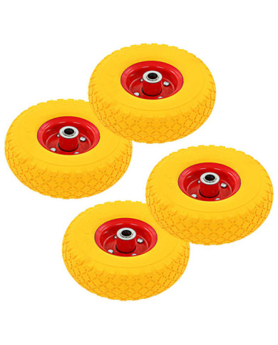 Roues de diable 4 pcs PU solide 3.00-4 (245x82) | Mobilier & Déco