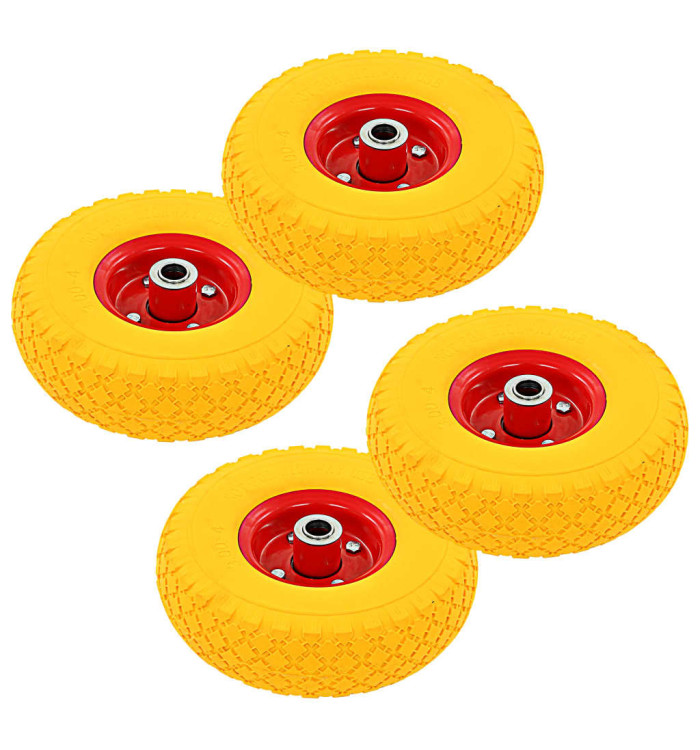 Roues de diable 4 pcs PU solide 3.00-4 (245x82) | Mobilier & Déco