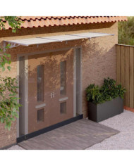 Auvent de porte Gris et transparent 358,5x90 cm Polycarbonate | Mobilier & Déco