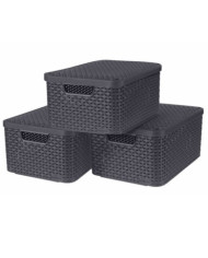 Curver Boîtes de rangement Style avec couvercle 3 pcs M Anthracite | Mobilier & Déco