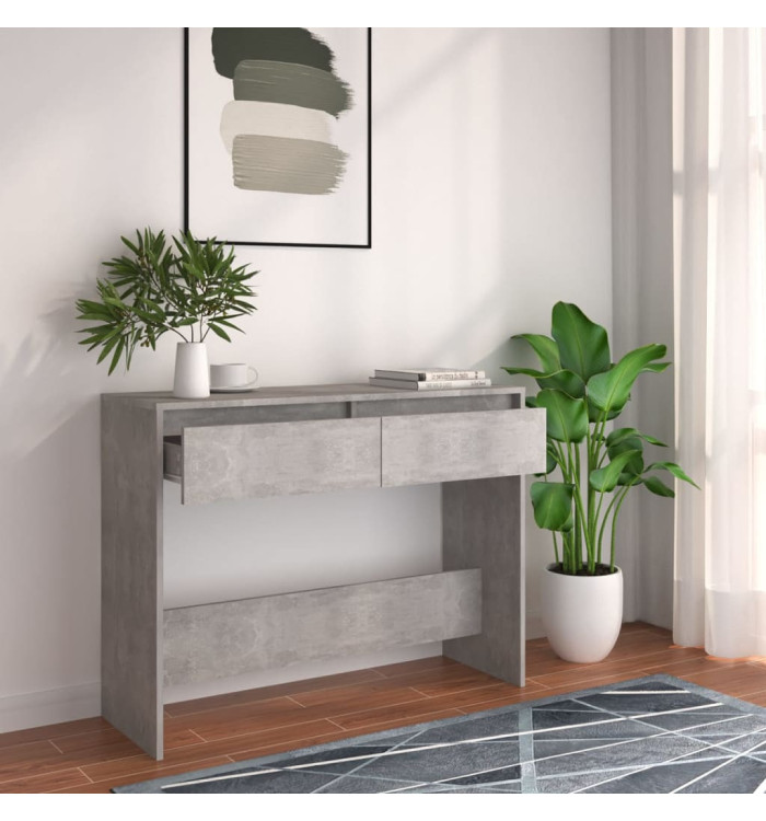 Table console gris béton 100x35x76,5 cm bois d'ingénierie | Mobilier & Déco