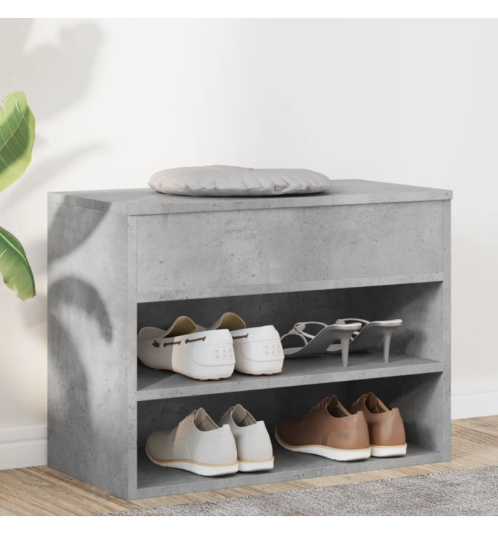 Banc à chaussures Gris béton 60x30x45 cm Bois d’ingénierie | Mobilier & Déco