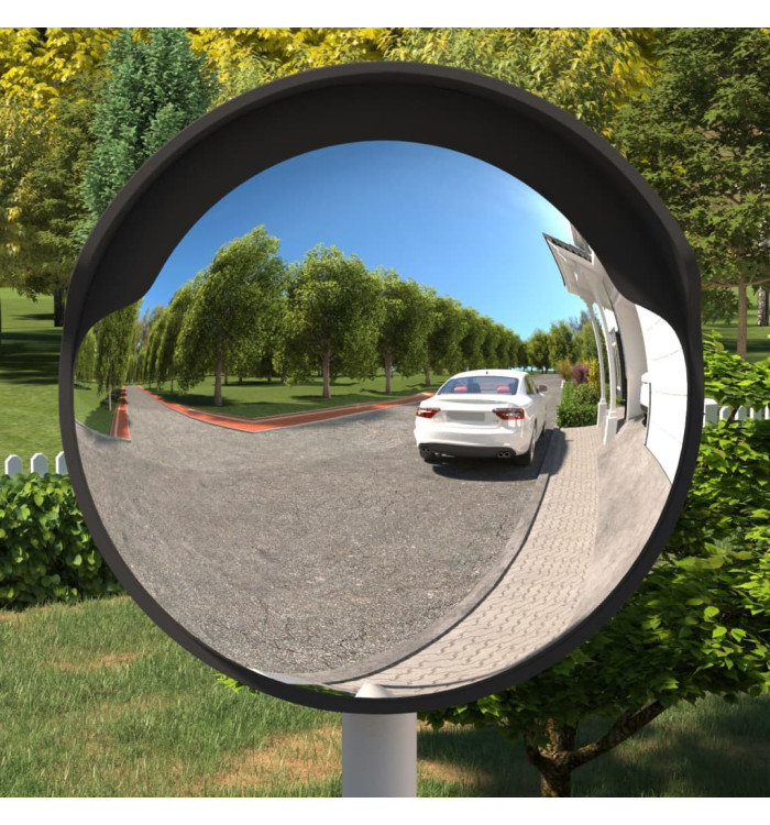 Miroir de traffic convexe d'extérieur Noir Ø60 cm Polycarbonate | Mobilier & Déco