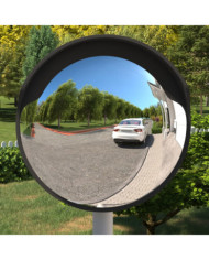 Miroir de traffic convexe d'extérieur Noir Ø60 cm Polycarbonate | Mobilier & Déco