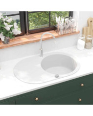 Évier de cuisine Granit Seul lavabo Ovale Blanc | Mobilier & Déco