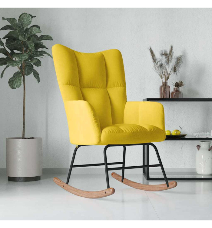 Chaise à bascule Jaune moutarde Velours | Mobilier & Déco