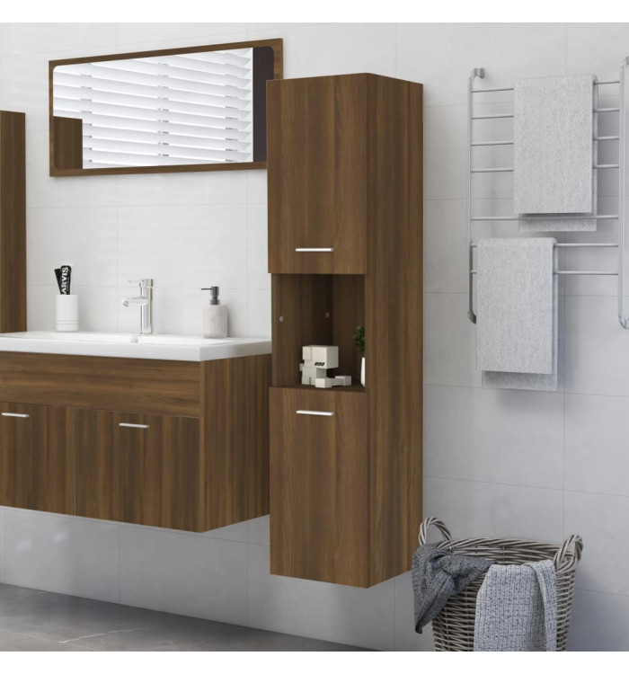 Armoire de bain Chêne marron 30x30x130 cm Bois d'ingénierie | Mobilier & Déco